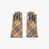 Burberry Check Wool Cashmere Gloves In Brown