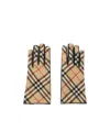 Burberry Check Wool Cashmere Gloves In Brown