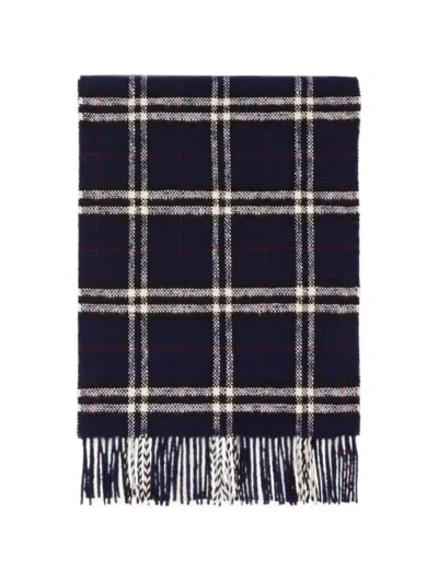 Burberry Check Wool Cashmere Scarf In Blue