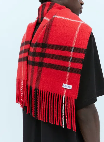 Burberry Check Wool Cashmere Scarf In Red