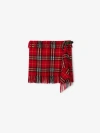 Burberry Fringed Checked Wool And Cashmere-blend Flannel Mini Wrap Skirt In Currant