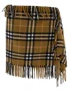 Burberry Women Wool And Cashmere Check Scarf Style Skirt In Green