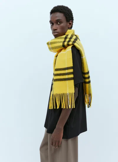 Burberry Check Wool Cashmere Scarf In Yellow