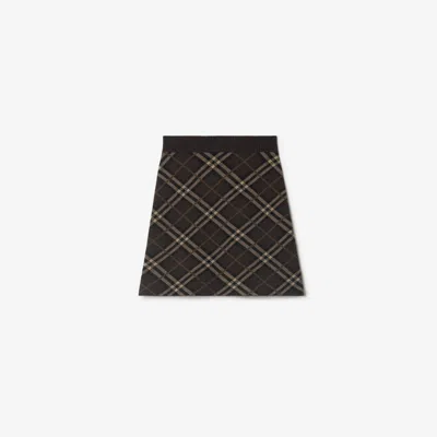Burberry Check Wool Cashmere Skirt In Brown