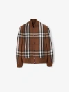 BURBERRY Check Wool Cotton Bomber Jacket