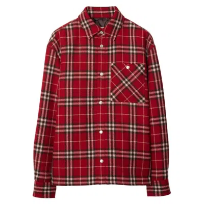 Burberry Check Wool Flannel Overshirt In Red