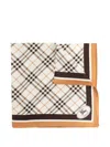 Burberry Off-white Check Knight Stamp Silk Scarf In Neutral