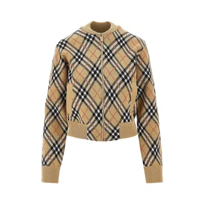 Burberry Check Wool Full-zip Cardigan In Multi