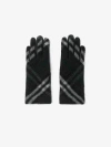 Burberry Check Wool Gloves In Charcoal
