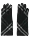 Burberry Check Wool Gloves In Grey