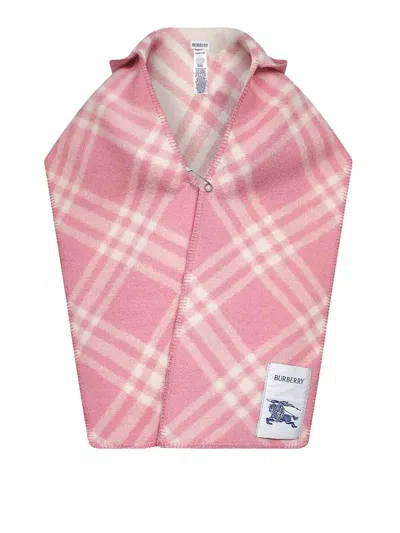 Burberry Check Wool Hooded Scarf In Nude & Neutrals