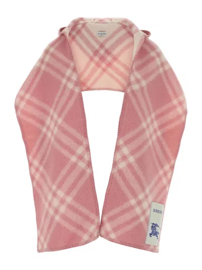 Burberry Check-pattern Hooded Scarf In Pink