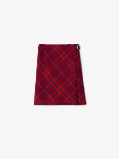 Burberry Check Wool Kilt In Red