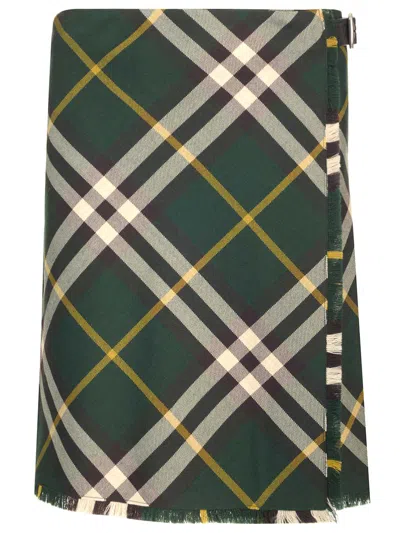 Burberry Check Wool Kilt In Multicolor
