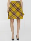 Burberry Check Wool Kilt In Yellow