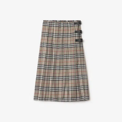 Burberry Check Wool Midi Kilt