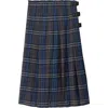 Burberry Check Wool Midi Kilt In Bright Oxford Blue