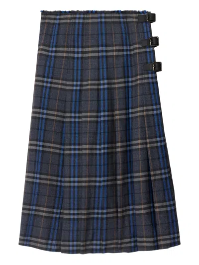 BURBERRY CHECK WOOL MIDI KILT