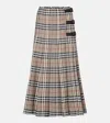 Burberry Check Wool Midi Skirt In Multi