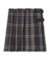 Burberry Wool Skirt With Embroidered Buckle And Pleats In Brown
