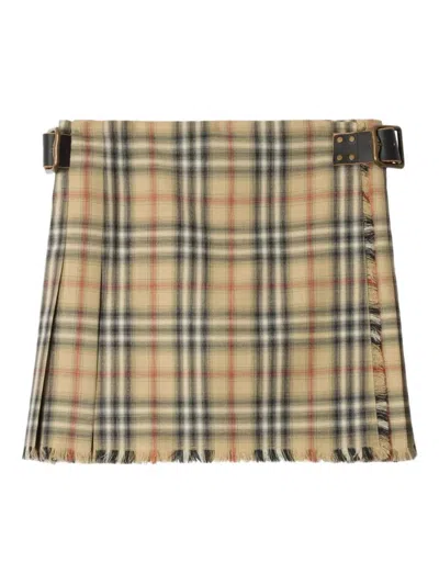 Burberry Check Wool Mini Kilt Clothing In Multi