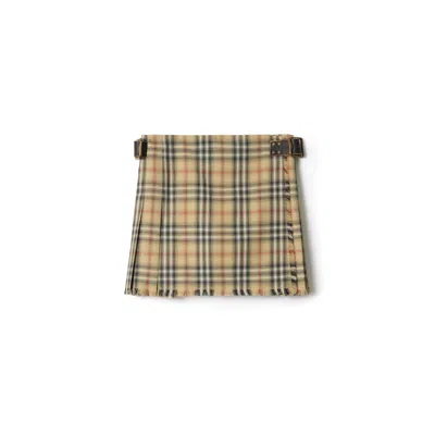 Burberry Check Wool Mini Kilt In Neutral