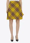 Burberry Check Fringed-edge Kilt Wrap Skirt In Yellow