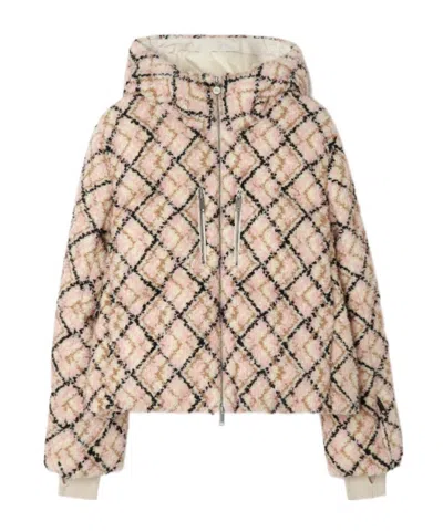 Burberry Check Wool Mohair Blend Auburn Puffer Jacket In Brown