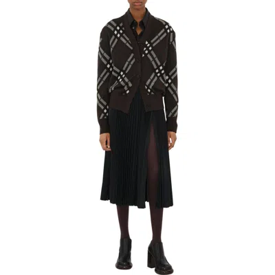 Burberry Check Wool Mohair Blend Cardigan