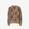 Burberry Check Wool Mohair Blend Cardigan In Brown