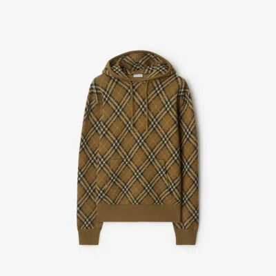 Burberry Brown Check Wool Mohair Blend Hoodie In Green