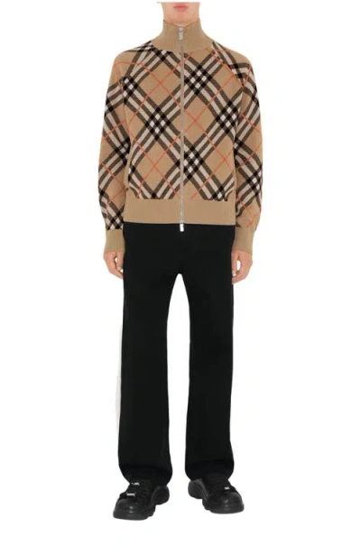 Burberry Check Wool Mohair Blend Jacket In Brown