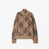 Burberry Embroidered Stretch Wool Blend Cardigan In Sand
