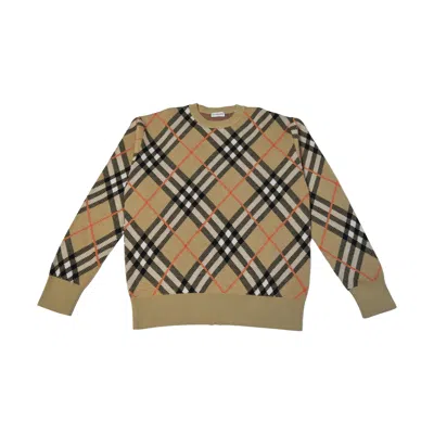 Burberry Check Wool Mohair Blend Sweaters Beige In Brown