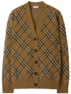 Burberry Check Pattern Ribbed Cardigan In Brown