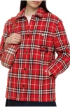 Burberry Check Wool Overshirt In Red