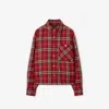Shop Burberry Check Wool Overshirt In Geranium