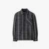Burberry Check-pattern Wool Overshirt In Indigo