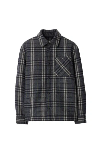 Burberry Check Wool Overshirt In Indigo