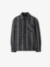 Burberry Check-pattern Wool Overshirt In Indigo