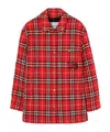 Burberry Check Wool Overshirt In Red