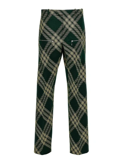 Burberry Checked Wool Twill Straight Pants In Multicolor