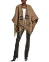 Burberry Check Wool Poncho In Brown