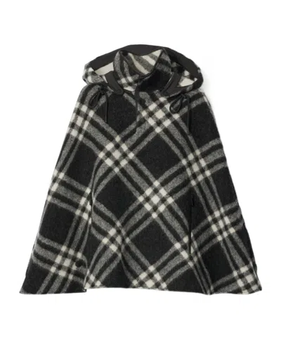 Burberry Check Wool Poncho In Multi