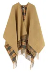 Burberry Check Wool Reversible Cape In Brown