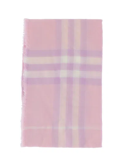 Burberry 'check' Wool Scarf In Pink
