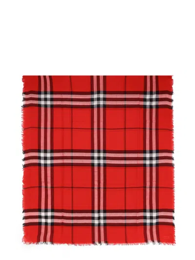 Burberry Check Wool Scarf In Brown