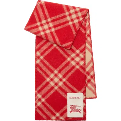 Burberry Check Wool Scarf In Red