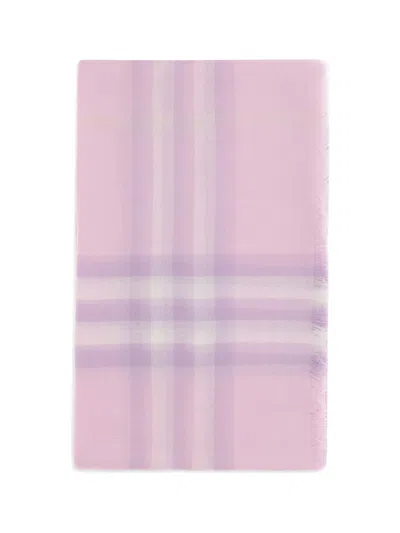 Burberry Check Wool Scarf In Pink