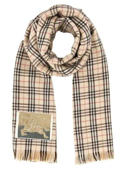 Burberry Check Wool Scarf In Alabaster